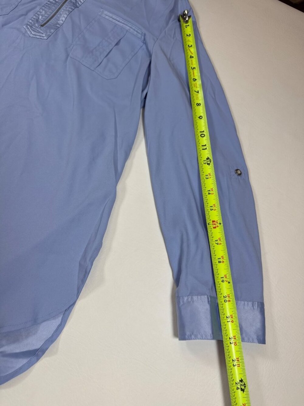 Chicos Womens Blue Tunic Shirt Size 1 With Pockets & Zipper (PP593) - Picture 4 of 10
